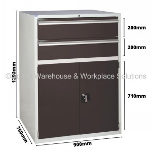 Euroslide Storage Cabinet 2 Drawer & Cupboard 1200mm
